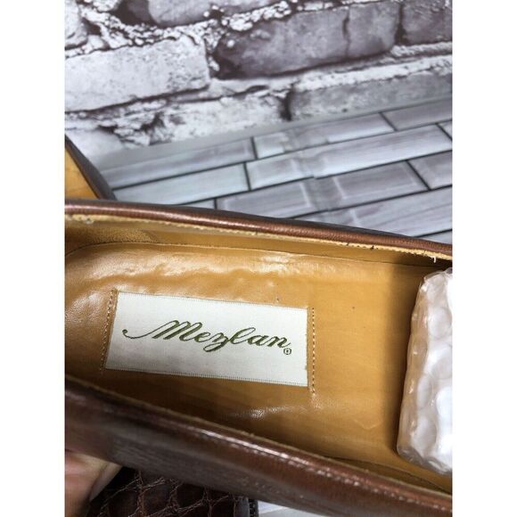 Mezlan Genuine Crocodile Alligator Brown Leather Loafers Dress Shoes Men Sz 7.5M main image 4
